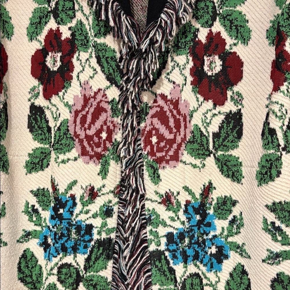 🎉RARE🎉 ANTHROPOLOGIE NWOT Aldomartins Floral Intarsia Cardigan Size L. - Picture 16 of 16